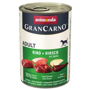 Animonda GranCarno Adult Rind Hirsch Apfel Wołowina, Jeleń + Jabłko puszka 400g