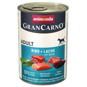 Animonda GranCarno Adult Rind Lachs Spinat Wołowina, Łosoś + Szpinak puszka 400g