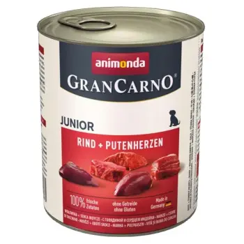 Animonda GranCarno Junior Rind Putenherzen Wołowina + Serca Indyka 800g