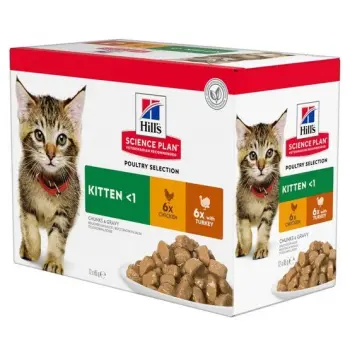 Hill's Science plan Feline Kitten Multipack Kurczak + Indyk saszetki 12x85g