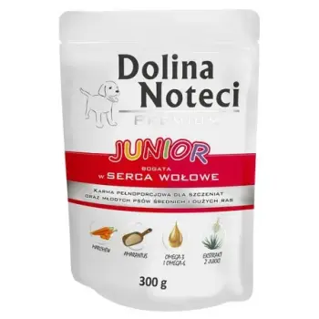 Dolina Noteci Premium Pies Junior Serca wołowe saszetka 300g