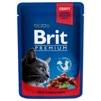 Brit Premium Cat Adult Wołowina + Groszek saszetka 100g