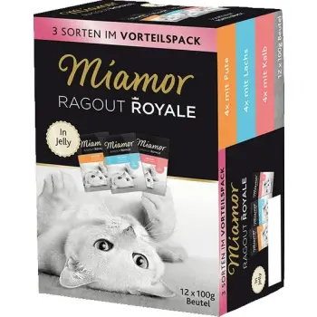 Miamor Ragout Royale Mix Galaretka - indyk, łosoś, cielęcina saszetki 12x100g