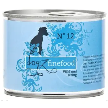 Dogz Finefood Classic N.12 Dziczyzna i śledź puszka 200g