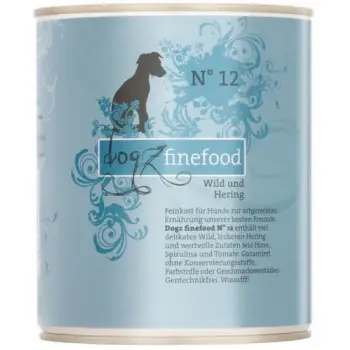 Dogz Finefood Classic N.12 Dziczyzna i śledź puszka 800g