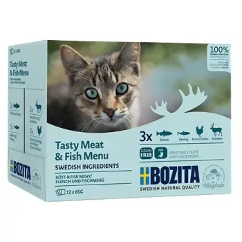 Bozita Cat Multibox z mięsem i rybą w sosie saszetki 12x85g