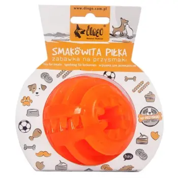 Dingo Zabawka dla psa - Smakowita piłka z rowkami 7,5cm pomarańczowa