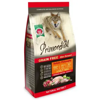 Primordial Dog Grain Free Mini Adult Quail & Duck 2kg