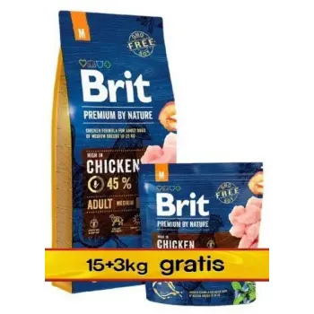 Brit Premium By Nature Adult M Medium 18kg (15+3kg gratis)