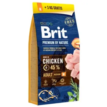 Brit Premium By Nature Adult M Medium 18kg (15+3kg gratis)