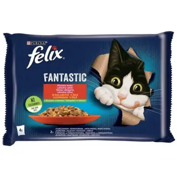 Felix Fantastic Wiejskie Smaki wołowina/kurczak w galaretce saszetki 4x85g