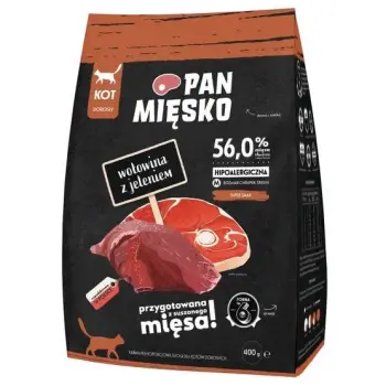 Pan Mięsko Karma sucha dla kota - wołowina i jeleń chrupki M 400g