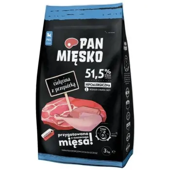 Pan Mięsko Karma sucha dla psa - dla szczeniąt cielęcina i przepiórka chrupki L 3kg