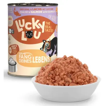 Lucky Lou Lifestage Adult Drób i łosoś puszka 400g