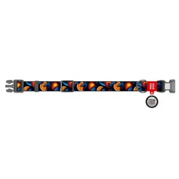 Collar WauDog Nylon Obroża nylonowa z QR-paszportem, plastikowy fastex, wzór POMARAŃCZE, 20mm/28-40cm
