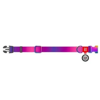 Collar WauDog Recycled Obroża nylonowa z QR-paszportem, gradient L 25mm/33-49cm fioletowy