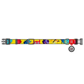 Collar WauDog Nylon Obroża nylonowa z QR-paszportem, plastikowy fastex, wzór FUTRZANE POTWORY, S 15mm/25-35cm