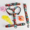 Collar WauDog Nylon Obroża nylonowa z QR-paszportem, plastikowy fastex, wzór ZĘBATE POTWORY, L 25mm/33-49cm