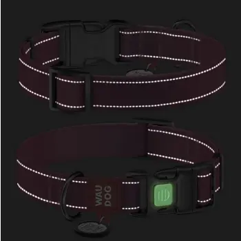 Collar WauDog Nylon Mono Obroża nylonowa odblaskowa z QR-paszportem, plastikowy fastex, S 15mm/25-35cm różowa