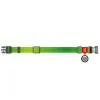 Collar WauDog Nylon Mono Obroża nylonowa odblaskowa z QR-paszportem, plastikowy fastex, M 20mm/28-40cm jasnozielona