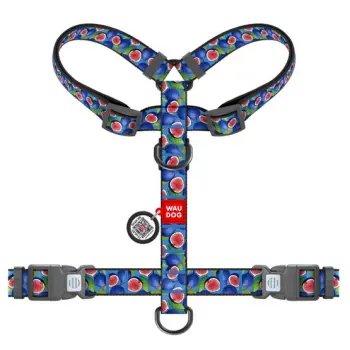 Collar WauDog Nylon Szelki nylonowe anatomiczne w kształcie litery H, z QR-paszportem, plastikowy fastex, wzór FIGA, rozmiar M 20mm
