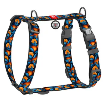 Collar WauDog Nylon Szelki nylonowe anatomiczne w kształcie litery H, z QR-paszportem, plastikowy fastex, wzór POMARAŃCZE, rozmiar M 20mm