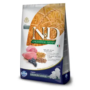 Farmina N&D Ancestral Grain Canine Puppy Medium&Maxi Lamb&Blueberry 2,5kg