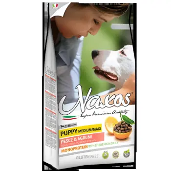 Naxos Puppy Medium/Maxi Ryba Karma Bezglutenowa i Monobiałkowa dla psów ras średnich i dużych 12kg