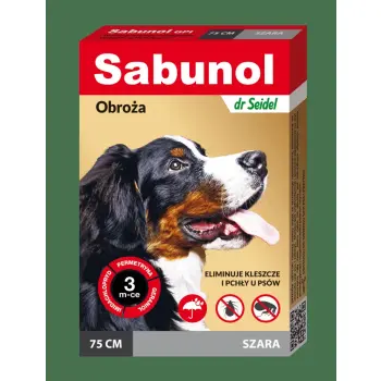 SABUNOL obroża szara przeciw pchłom i kleszczom dla psów 75cm