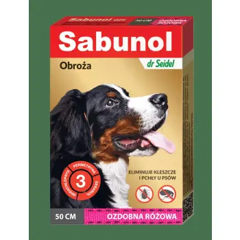 SABUNOL obroża ozdobna różowa przeciw kleszczom i pchłom dla psów 50cm