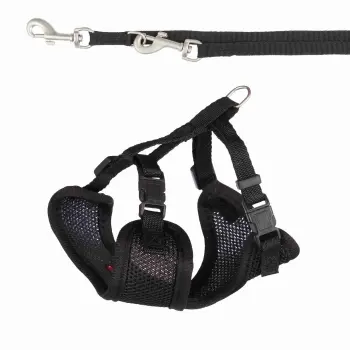 TRIXIE Szelki dla szczeniąt ze smyczą 23–34cm/2m/10mm czarna [TX-15561]