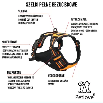 PETLOVE Szelki pełne odblaskowe dla psa M czarne [SZELPMBK]