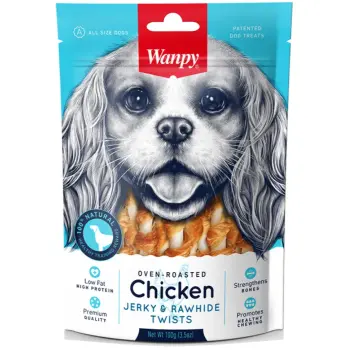 WANPY CHICKEN JERKY & RAWHIDE TWISTS 100g