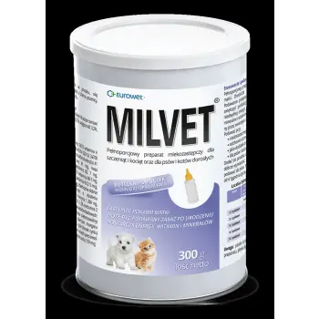 EUROWET Milvet - pełnoporcjowy preparat mlekozastępczy dla szczeniąt i kociąt 300g
