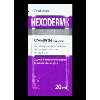 EUROWET Hexoderm K - dermatologiczny szampon dla psów i kotów z chlorheksydyną i ketokonazolem, saszetka 20ml