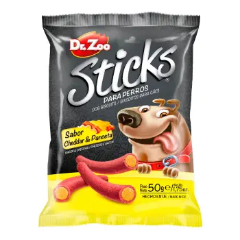 DR ZOO Sticks Cheddar y Panceta - Paluszki serowe i bekonowe 50g [11255]