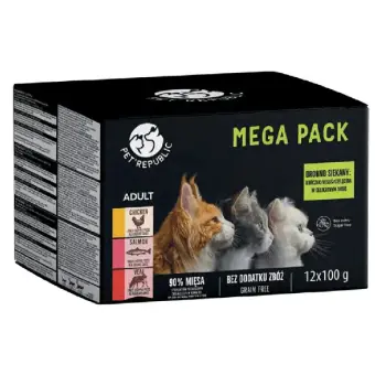 PETREPUBLIC Multipack kurczak, łosoś, cielęcina, saszetki 12x100g